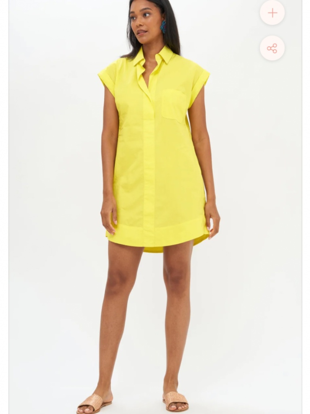 Oliphant mini collared shirt dress yellow size SMALL